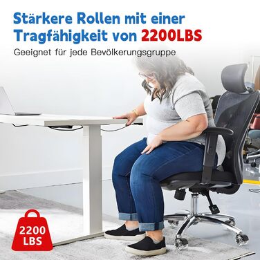 Коліщатка для офісних стільців (1000 кг) - 122 мм, плавно котячі та тихі ролики для твердої підлоги, стілець для ігрових стільців, підходить для будь-якої підлоги, без подряпин (комплект з 5 шт.) сірого кольору 11 мм