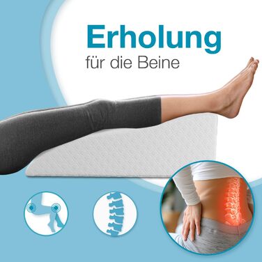 Подушка для підняття ніг ELONEO з піни з ефектом пам&39яті, подушка для ніг для полегшення, позиціонуюча подушка зі знімним чохлом, 65x40x20 см, білий середньо-білий