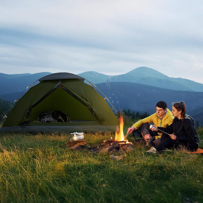 Двомісний кемпінговий намет Night Cat водонепроникний туристичний намет для двох осіб, легке встановлення, легкий, для походів на задньому дворі, армійсько-зелений