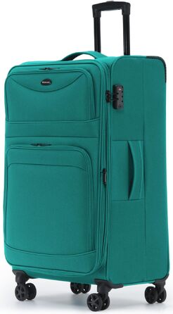 Розширюваний валізу з передніми кишенями, збільшений об'єм на 15, TSA-замок, подвійні колеса, що обертаються на 360, та прихований адресний ярлик (Бірюзовий, XL (79 см) розширюваний)
