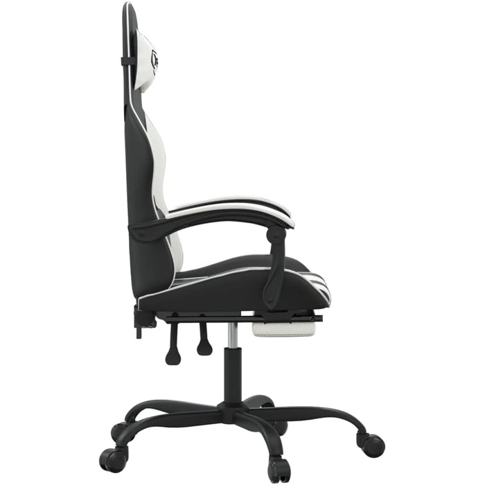 Ігрове крісло Gecheer Офісне крісло Ігрове крісло Геймерське крісло Обертове крісло з підставкою для ніг Обертове чорно-біле штучне шкіряне крісло