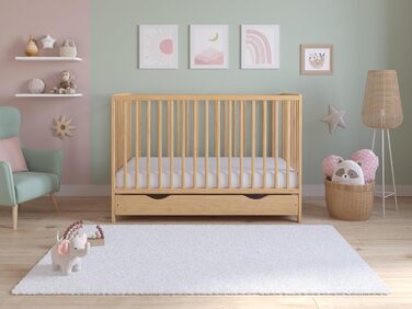 Дитяче ліжко Love For Sleep Asher 120x60 см з матрацом з стьобаної мікрофібри Дитяче ліжко, яке можна трансформувати в юніорське ліжко з великою шухлядою та захистом від падіння, натуральна сосна