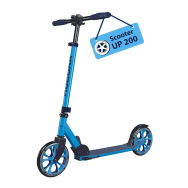 Самокат HUDORA Scooter Up 200 безшумний алюмінієвий самокат до 100 кг, складаний, з регулюванням висоти, для дітей, підлітків та дорослих, чорний/синій