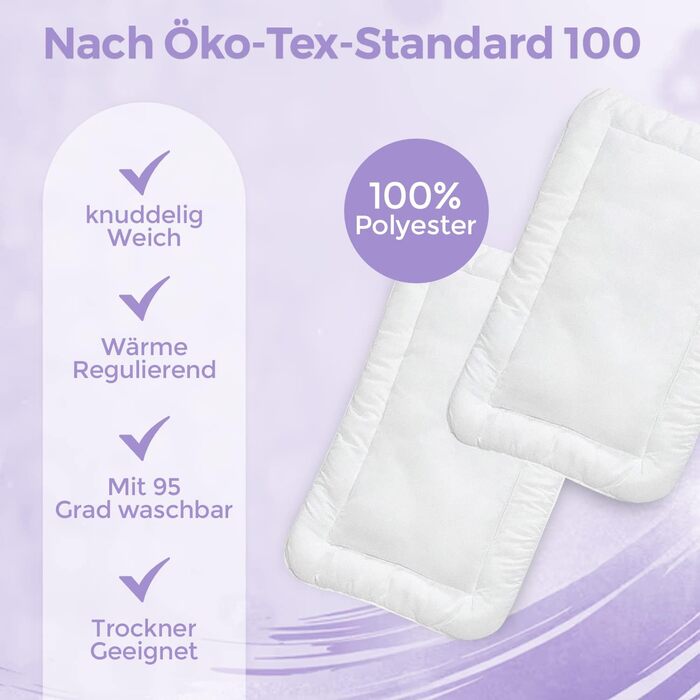 Дитяча подушка 2 шт. дитяча подушка плоска подушка 40x60 см сертифікована за стандартом Oeko-Tex Standard 100