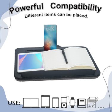 Складаний столик для ноутбука до 16 дюймів з підставкою для планшета, вбудованою подушкою та підтримкою зап'ясть, ідеальний для дому та офісу. Чорний ноутбучний столик на коліна з подушкою.