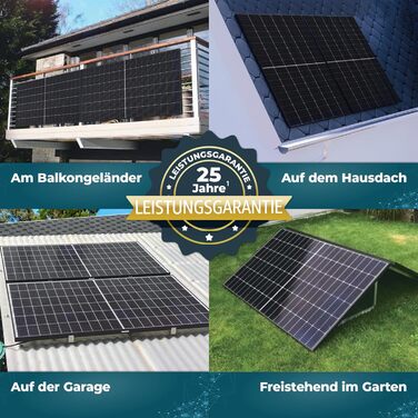 Балконна електростанція 1000 Вт двостороння сонячна система скло/скло, plug-and-play з інвертором 800 Вт, WiFi розумна міні-фотоелектрична фотоелектрична система, комплект без дозволів, чорний колір (1000/800 Вт)