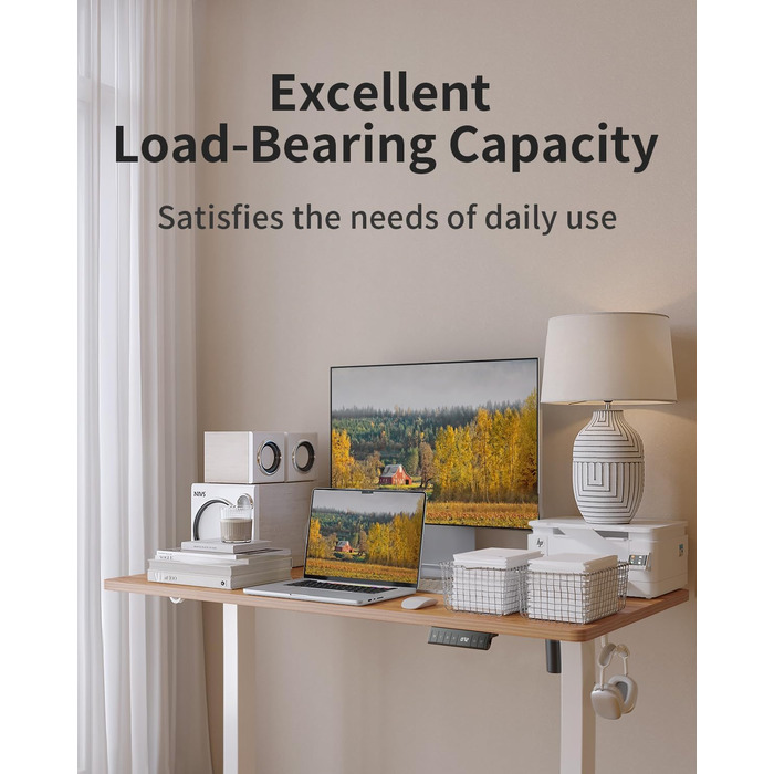 Стіл FEZIBO з регульованою висотою та портами зарядки USB-A та USB-C, 100 x 60 см, стіл для роботи сидячи та стоячи, стіл з електричним регулюванням висоти, ергономічний комп&39ютерний стіл для домашнього офісу, світло-коричневий 100 x 60 см світло-коричн