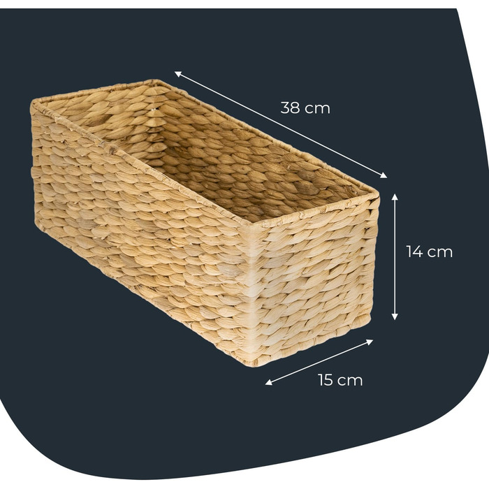Кошик для зберігання речей у ванній кімнаті HMF, сплетений з водяного гіацинта та морської трави Набір з 2 шт. 38 x 15 x 14 см (2 шт. и)