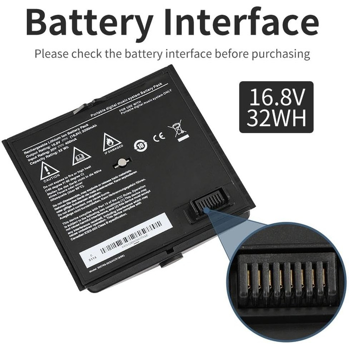 Батарейка 4ICR19/66, сумісна з портативною цифровою музичною системою Bose SoundDock, серії SoundLink Air, 16,8 В, 32 Втгод, 300769-003 300769-001 300769-002 300769-004 300770-001