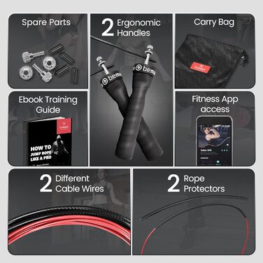 Скакалка Швидкісна скакалка з навчальною електронною книгою запасний кабель 2 регульовані сталеві троси, професійні кулькові підши