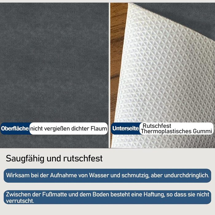 Килимок для вловлювання бруду 50x80 см, надтонкий килимок для прихожих, абсорбуючий нековзний килим, міцний килимок для прихожих, для вхідної зони, кухні, патіо, вхідних дверей, темно-сірий 50 x 80 см (прямокутний)