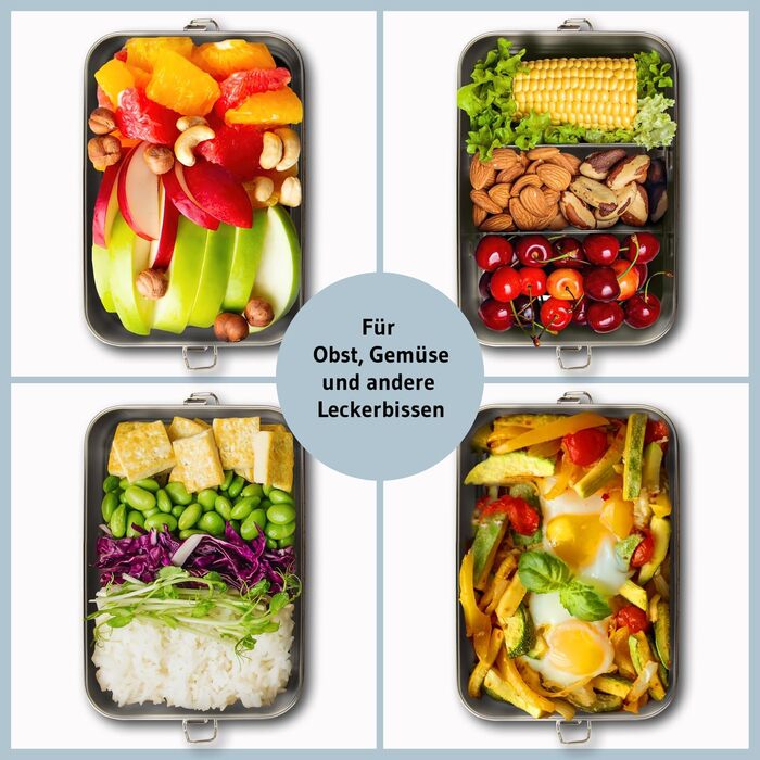 Ланчбокс Dimono, герметична коробка для бенто 1400 мл, нержавіюча сталь водонепроникний, екологічний контейнер з відділеннями та ущільнювачами, місткість 1400 мл