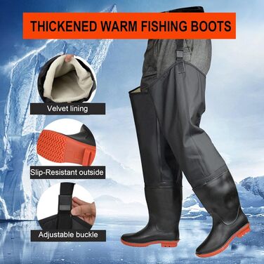 Чоловічі потовщені теплі вейдерси, заввишки 80 см, для риболовлі, полювання, активного відпочинку, розмір 38 EU, чорні