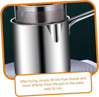 Комплект фритюрниці з нержавіючої сталі для дому Міні-сковорода Портативна плита Кошик для фритюрниці тако Японська фритюрниця темпура Маленька глибока фритюрниця Кошик для фритюрниці з горщиком, 1