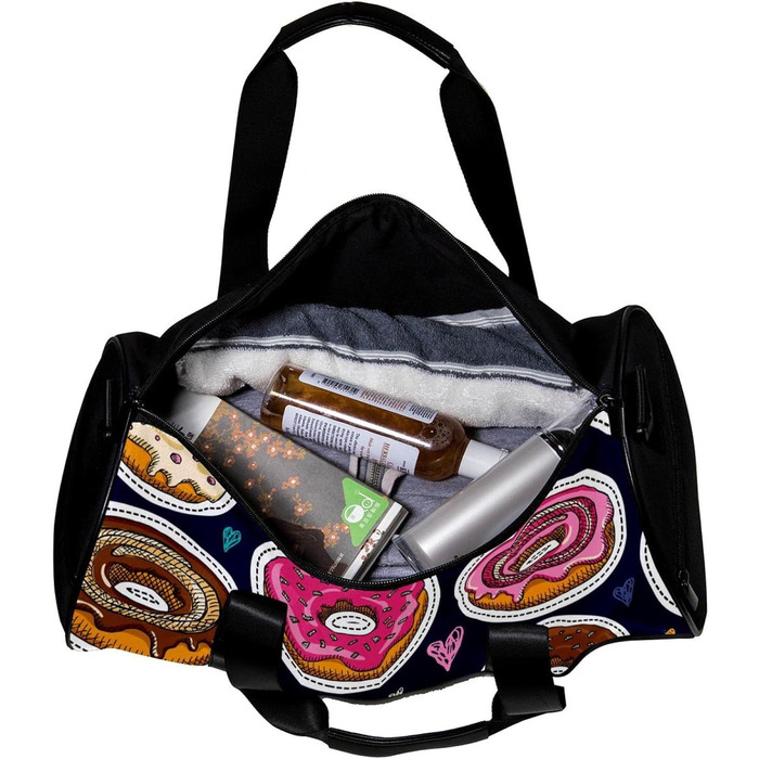 Сумка-мішок для подорожей, спорту та шопінгу, для йоги, з дизайном пончиків та їжі, рожева, фітнес-сумка для активного відпочинку, ручна поклажа