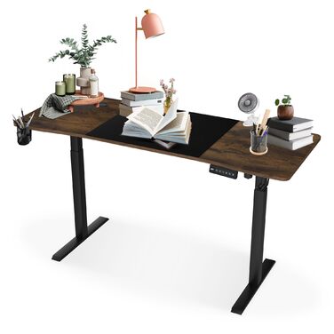 Стіл з регульованою висотою 120 x 60 см Комп&39ютерний стіл для роботи стоячи, ігровий стіл Офісний стіл Навчальний стіл для ноутбука Письмовий стіл з лотком для кабелів та гачком для навушників (клен) 120 x 60 см клен