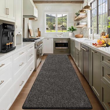 Килимова доріжка 80x200 см, що прається, для передпокою, нековзний килим для пральної машини, для передпокою, кухонна доріжка для вхідної зони, спальні, коридору, чорно-сірого кольору, чорно-сірого кольору, 80 x 200 см