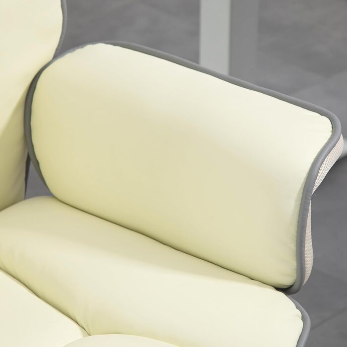 Офісне крісло Vinsetto, ергономічне робоче крісло з функцією відкидання спинки, функція повороту, комп&39ютерне крісло з регулюванням висоти для домашнього офісу, штучна шкіра, кремовий колір, 76 x 80 x 124 см