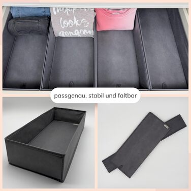 Точний (підходить для шухляди Ikea Pax 100 см), органайзер для шухляд Pax, стабільний розмір, органайзер для гардеробу, система зберігання в гардеробі, сірий, 52x22x11 см, комплект з 4 шт.