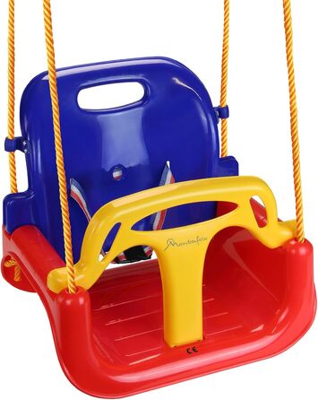 Дитячі гойдалки Montafox дитячі гойдалки 3 в 1 регульовані зростаючі дитячі гойдалки зі спинкою на ременях, колір різнокольорові р