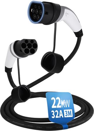 Зарядний кабель EVIEUN тип 2 22кВт 32А для гібридних та електромобілів 3 фази 3-метровий зарядний кабель типу 2, зарядний кабель е