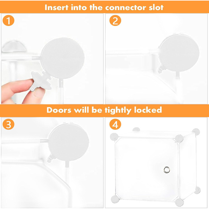 Кубоподібний модуль для зберігання з дверцятами, 6 кубічних полиць, гардеробна шафа, модульна пластикова полиця, ідеально підходить для спальні, 93,5 см Д x 31,8 см Ш x 93,5 см В, молочно-білий, USHS3006M-DOOR