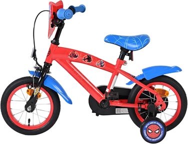 Дитячий велосипед Volare 12, 14, 16 для дівчаток та хлопчиків 36 років Офіційно ліцензований з дизайном персонажа З додатковими колесами, ножним та ручним гальмами, регульоване сидіння та легка збірка Spider-Man 12