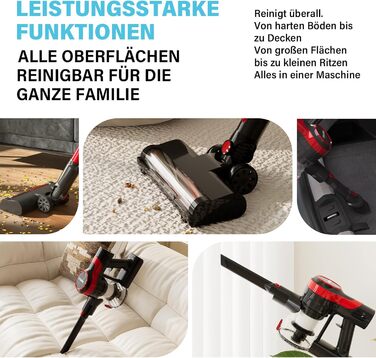 Акумуляторний пилосос Stanew, акумуляторний пилосос 4 в 1, легкий ручний пилосос 150 Вт, акумуляторний пилосос 22,2 В, час роботи