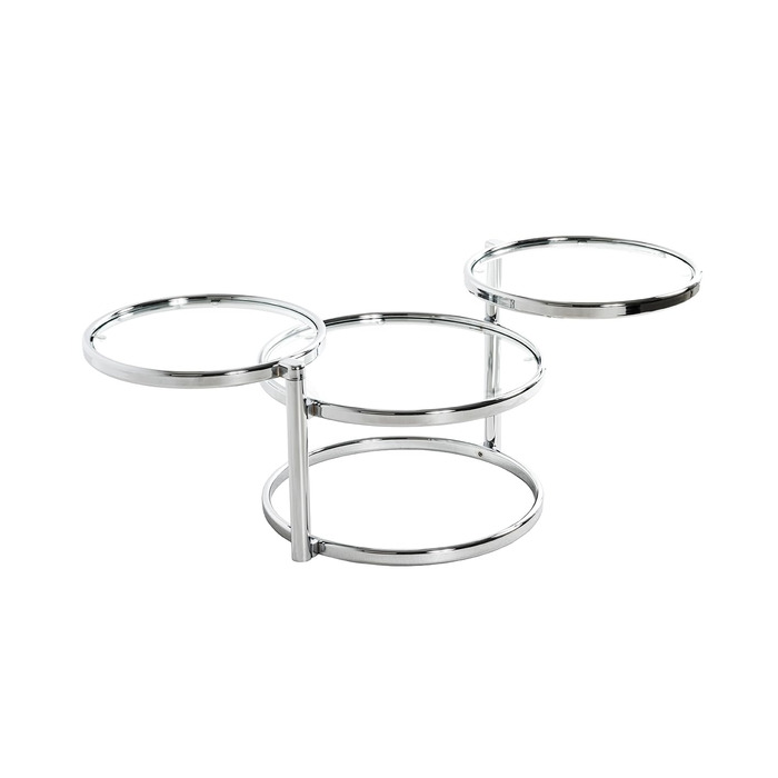 Журнальний столик HAKU Furniture, хром, метал, безпечне скло - Розміри Ш 58-140 см x В 43 см x Г 50 см, Стиль Сучасний