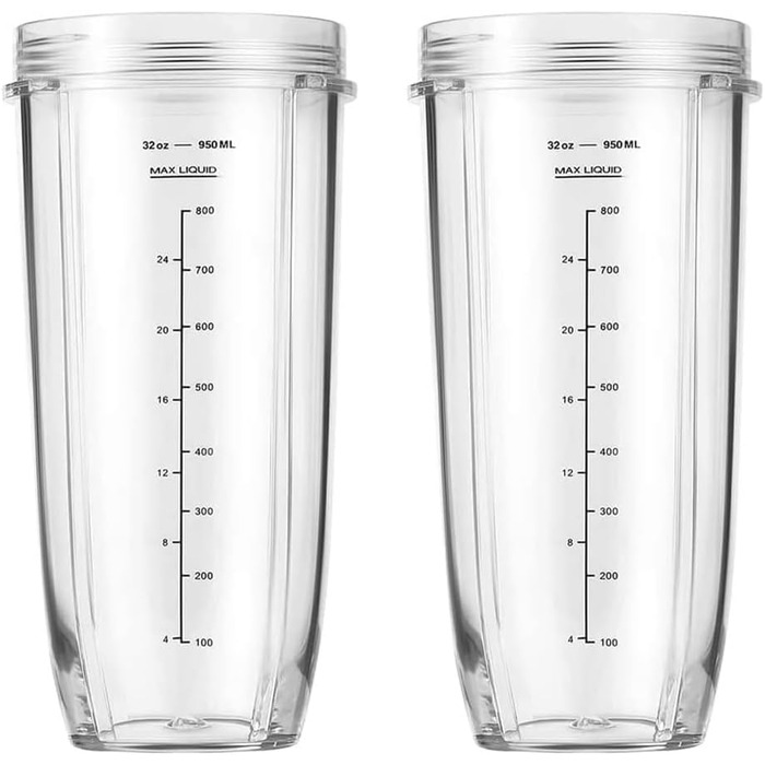 Запасні частини чашки 950 мл, сумісні з кухонним комбайном Ninja Auto iQ BN800EU BN495EU BN750EU BN751, BN801, BL480, BL482, BL642, Foodi SS351, SS401 Запасна частина міксера Ninja 2 упаковки, кружка 950 мл, 2 упаковки