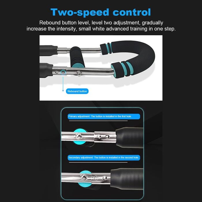 Регульований тренажер для рук Twister Arm, багатофункціональний U-подібний еспандер для домашнього використання з пружинною силовою штангою, для вправ на плечі, руки та груди, синьо-чорний