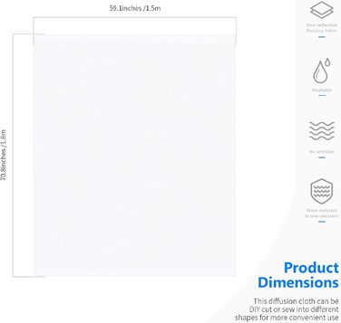 Ярди x 60 дюймів / 1.8 x 1.5 м нейлоновий шовк біла безшовна дифузійна тканина дифузорна тканина для фотографії софтбокс, світловий намет і освітлювальний модифікатор світла, 2
