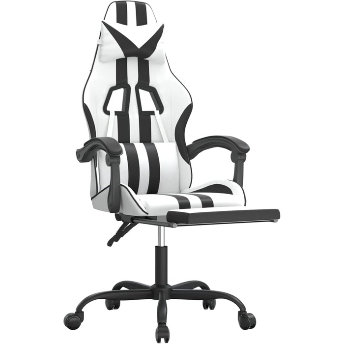 Ігрове крісло з підставкою для ніг, крісло для ПК, ігрове крісло, крісло для геймерів, крісла для домашнього офісу, крісла для ігор, крісло для PlayStation, комп&39ютерне крісло, біла та чорна штучна шкіра