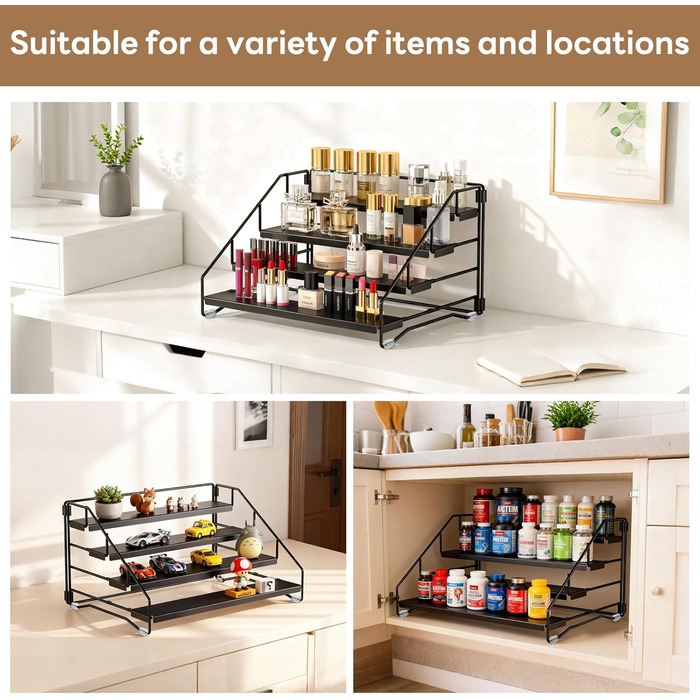 Рівнева підставка для спецій, не потребує свердління, металевий органайзер для спецій з етикетками та ручкою, регульована по висоті підставка для спецій для кухні, шафи, ванної кімнати, 4-