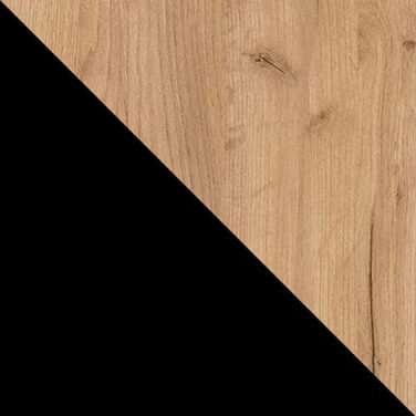 Журнальний столик з полицею, кругла форма, металеві ніжки, журнальний столик, столики для вітальні, приставний столик, столик для дивана, чайний столик (дуб Craft Gold, чорний) Чорний дуб Craft Gold, 24 Rajkon