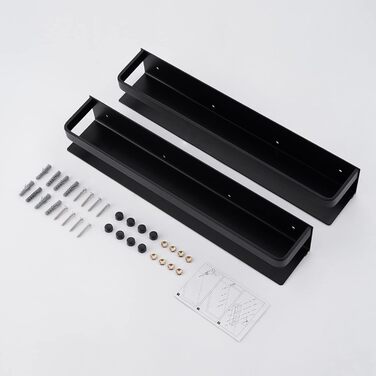 Настінна полиця для спецій KES, тримач для спецій, органайзер для спецій, кухонний, для зберігання спецій, кухонна полиця для спецій 40 см, 2 шт., матово-чорний колір, настінний, KSR401S40-BK-P2, 39,9 см