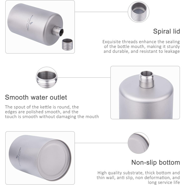 Титанова фляга Boundless Voyage, чашка 7 унцій/200 мл, подарункова фляга для віскі на День батька, фляга для кемпінгу, скелелазіння, пікніка (Ti3068D)