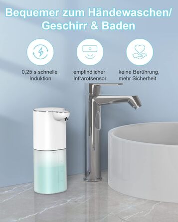 Настінне кріплення для мила, автоматичний дозатор мила Dalugo 400 мл, що перезаряджається, з 4 регульованими рівнями, водонепроник