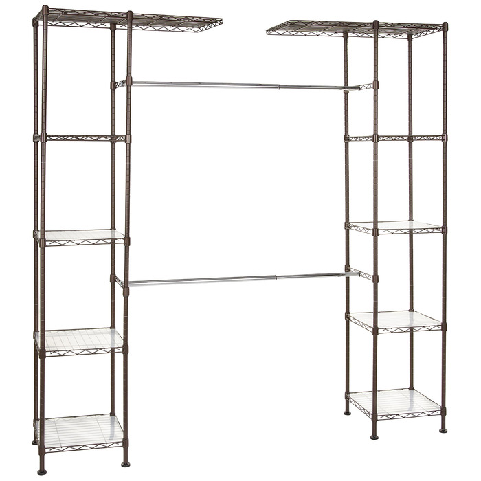 Розсувна відкрита шафа Storeo Basics з 10 полицями з регульованою висотою - максимальна вага 521 кг, від 35,6 на 147 до 160 на 182,9 см, бронза