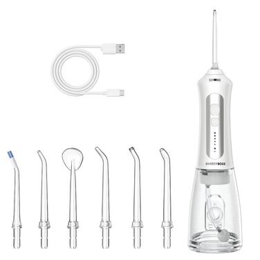 Акумуляторний іригатор для зубів та ясен, 5 режимів очищення, 5 насадок, резервуар 300 мл, бездротовий USB-іригатор, водонепроникний IPX7 та обертова насадка на 360