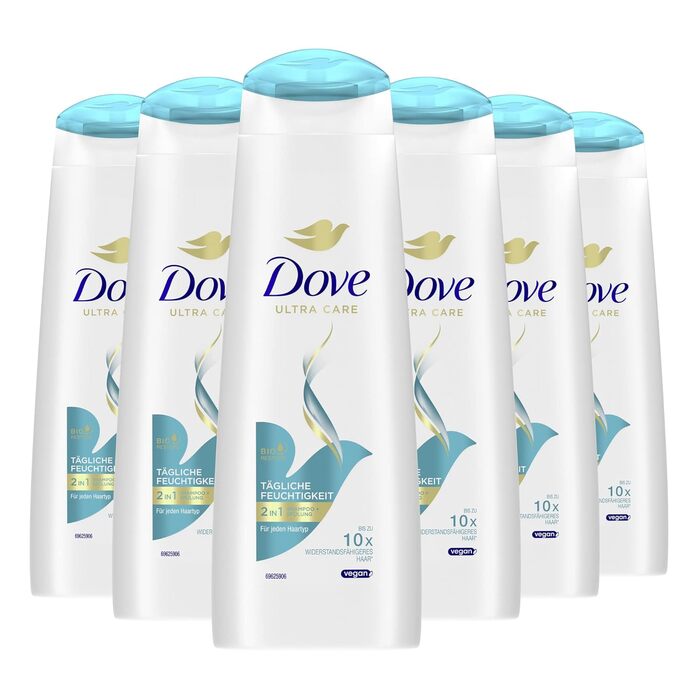 Шампунь і кондиціонер Dove 2-в-1 Щоденний зволожувальний інтенсивний догляд для гладкого волосся 250 мл 6 шт. 250 мл (6 шт.)