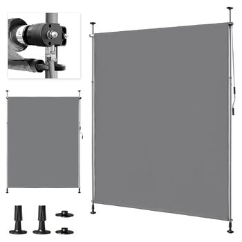 Вертикальний тент LEADZM із затискачем 200x305 см, розсувний та непрозорий, захист від ультрафіолету 50 та водонепроникний, не потребує свердління з ручним приводом для саду, тераси, балкона та вітальні, сірий 200x305 см