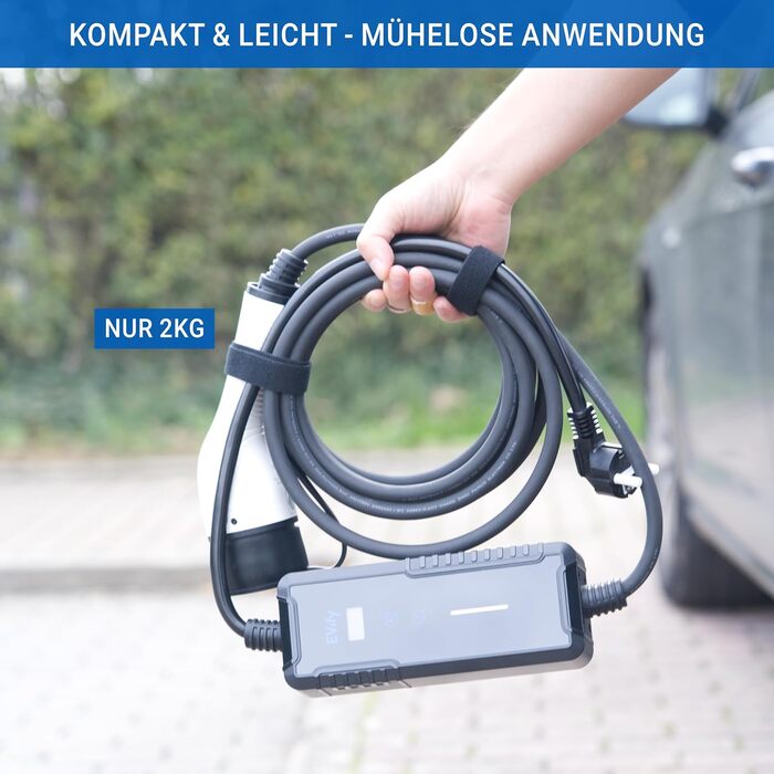 Зарядний кабель EVify тип 2 Schuko 3.7кВт 7М 16А для електромобіля та гібрида в комплекті з сумкою для кабелю - регульований струм