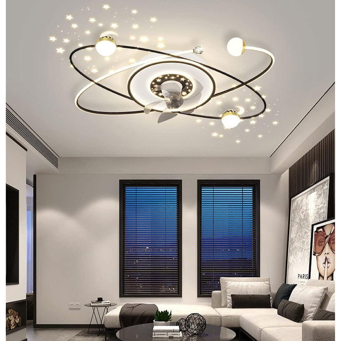 Стельовий світлодіодний світильник PAZWAHF 120 Вт, стельовий вентилятор зі світлодіодним підсвічуванням, регульованою швидкістю ві