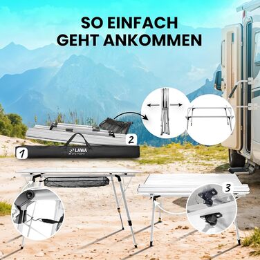 Складаний кемпінговий стіл, регульована висота до 78 см, алюмінієвий кемпінговий стіл, складний кемпінговий згортальний стіл, балконний стіл на 4 особи, складний стіл, сріблястий, легкий з сумкою для перенесення, сітка, згортається, складається