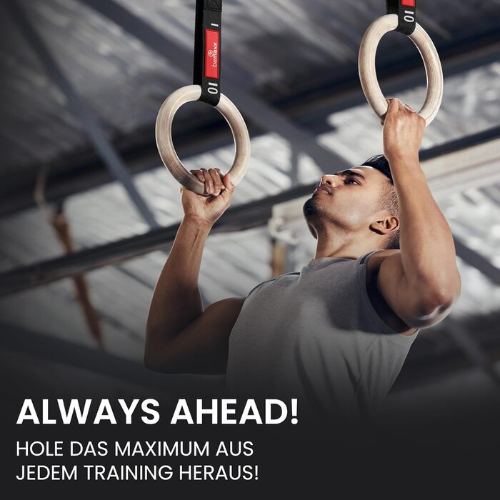 Гімнастичні кільця BeMaxx Дерев'яні гімнастичні кільця дверні якорі та тренувальна електронна книга Олімпійська гімнастика Дерев'я