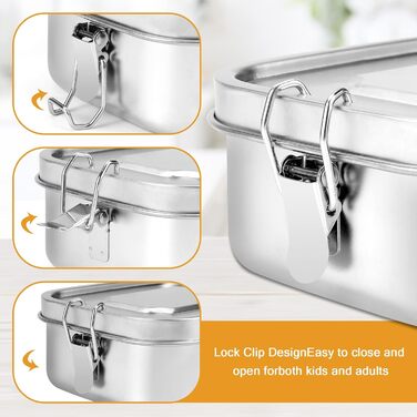 Ланчбокс Miiepls з нержавіючої сталі, 800 мл, з двома відділеннями, герметичний, екологічний та без BPA для дорослих і дітей