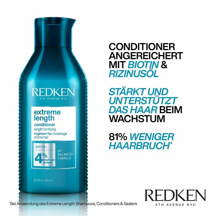 Кондиціонер Redken Extreme Length з біотином, проти ламкості, 300 мл