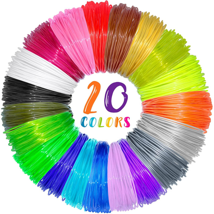 Кожен колір Загальна 97.5m з 2 Finger Caps від Vomika (20), 20 Colours 1.75mm Premium Print Filament for 3D Printer/3D Pen