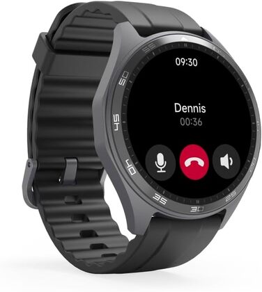 Розумний годинник Hama (кольоровий AMOLED-дисплей 1,43 дюйма, GPS, функція телефону, водонепроникний, WhatsApp, голосовий помічник, трекер сну, 110 спортивних режимів плани тренувань, крокомір, пульсометр, калорії тощо) чорний